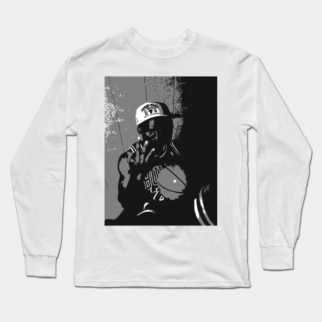 Basketball legend potrait vintage Long Sleeve T-Shirt by White Name